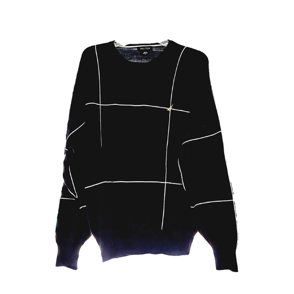 Nautica Other - Nautica Men's 100% Cotton Navy and White Accent Crew Neck Sweater Sz  L